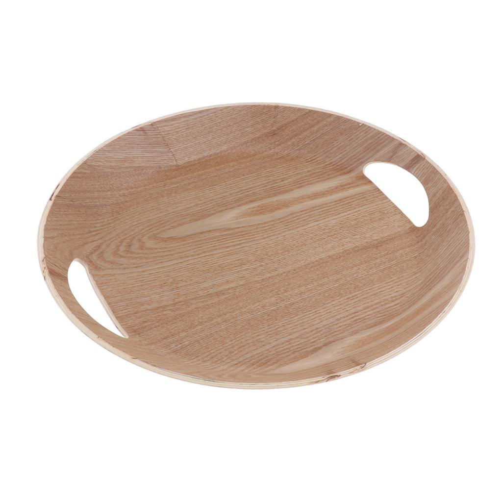 Round Wood Plate Serving Food Fruit Snack Best Tray Dish Salad Bowl Oval Wooden Plate Storage