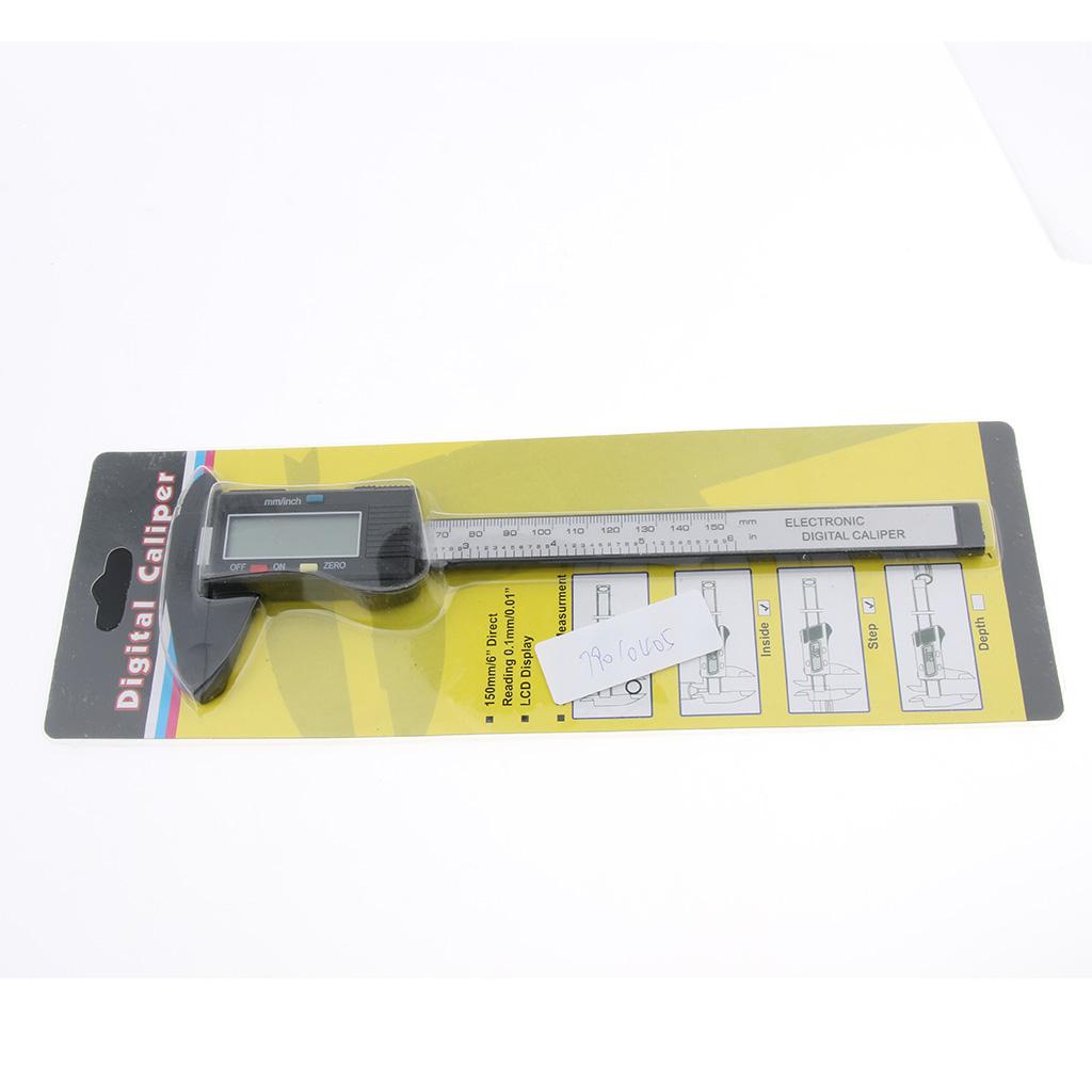 0-150mm Plastic Digital Vernier Ruler Caliper Metric Mm/ Inch Reading Black