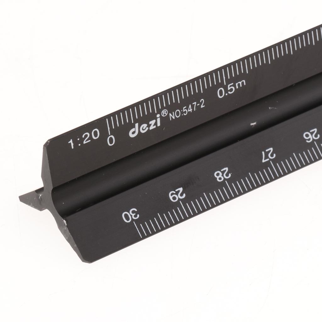 Aluminum Alloy Triangular Architectural Scale Drafting Ruler Tool Black S