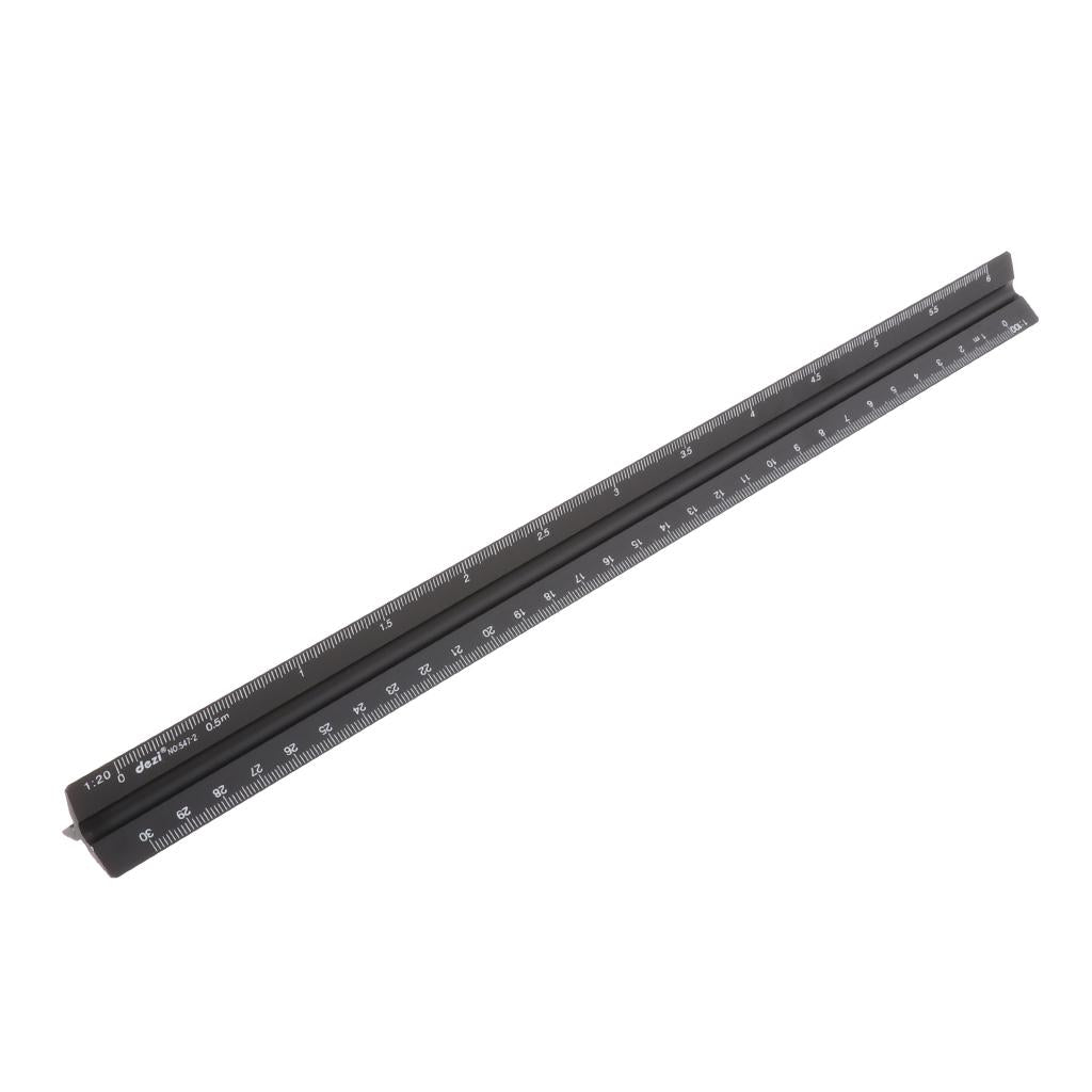 Aluminum Alloy Triangular Architectural Scale Drafting Ruler Tool Black S