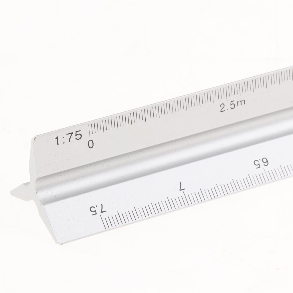 Aluminum Alloy Triangular Architectural Scale Drafting Ruler Tool Silver S