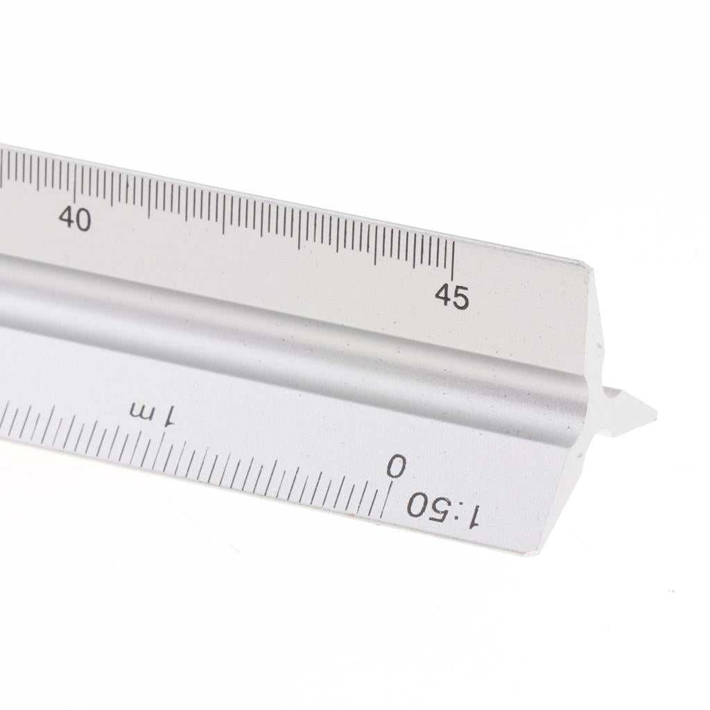 Aluminum Alloy Triangular Architectural Scale Drafting Ruler Tool Silver S