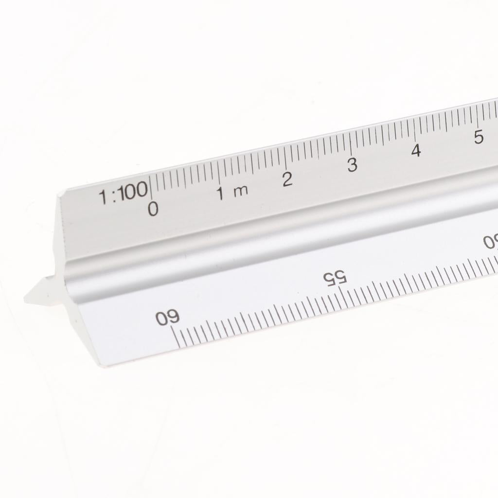 Aluminum Alloy Triangular Architectural Scale Drafting Ruler L Silver