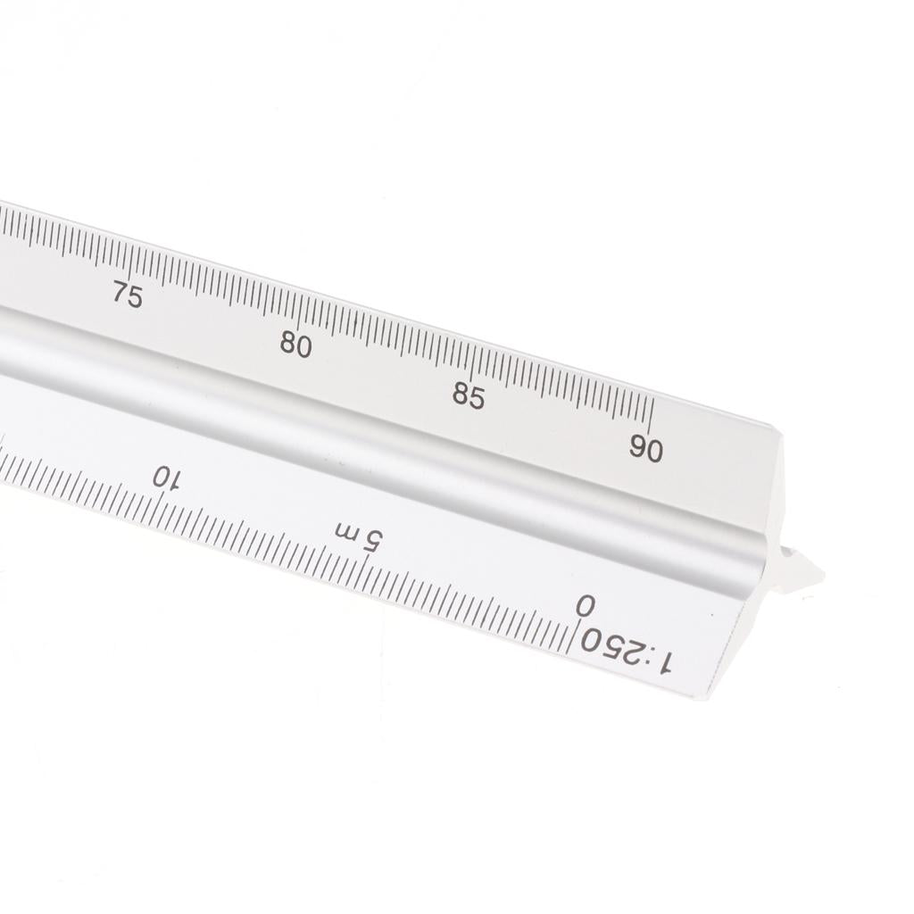 Aluminum Alloy Triangular Architectural Scale Drafting Ruler L Silver