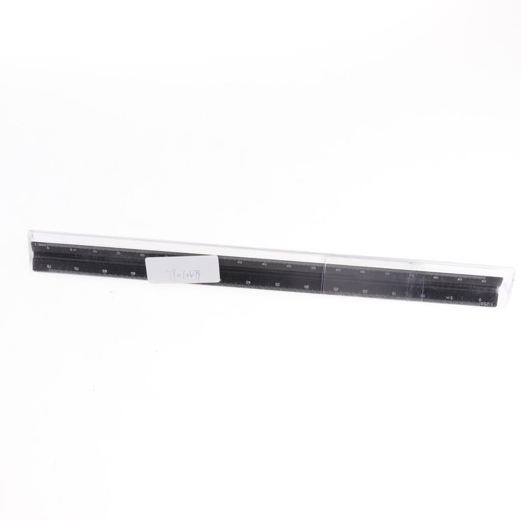 Aluminum Alloy Triangular Architectural Scale Drafting Ruler Tool Black L