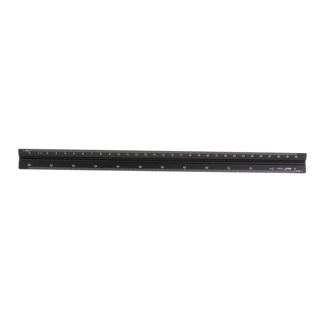 Aluminum Alloy Triangular Architectural Scale Drafting Ruler Tool Black L