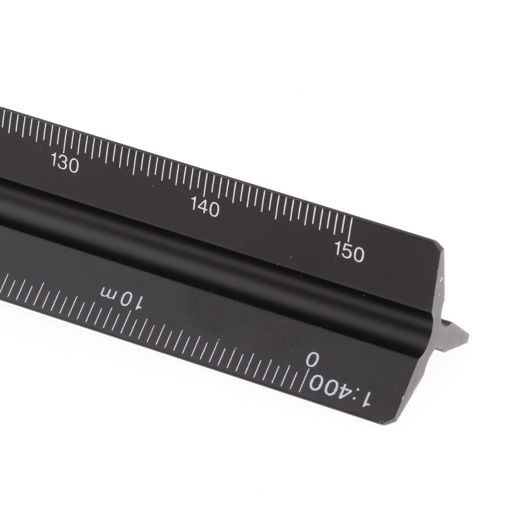 Aluminum Alloy Triangular Architectural Scale Drafting Ruler Tool Black L