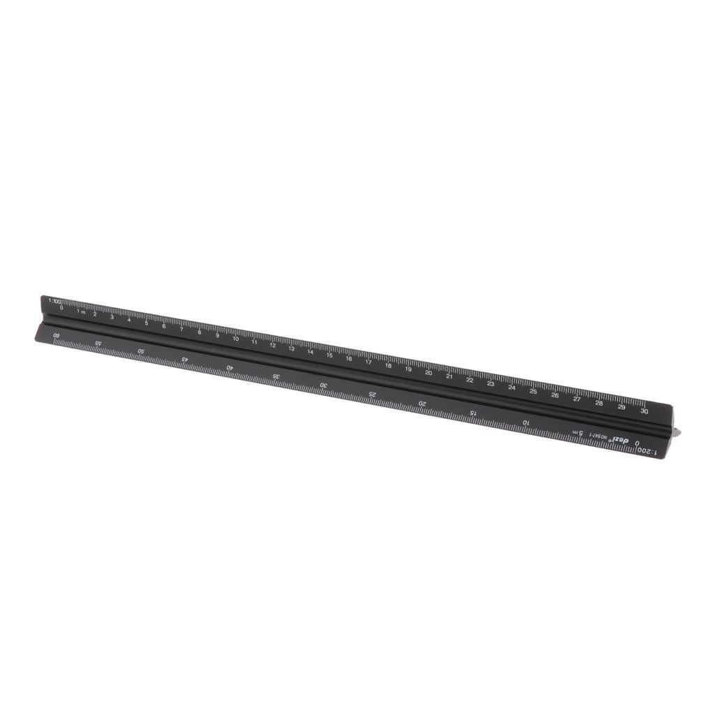 Aluminum Alloy Triangular Architectural Scale Drafting Ruler Tool Black L