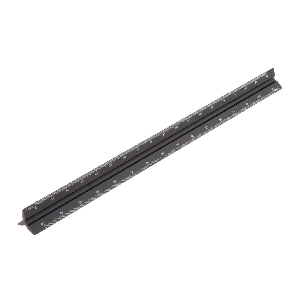 Aluminum Alloy Triangular Architectural Scale Drafting Ruler Tool Black L