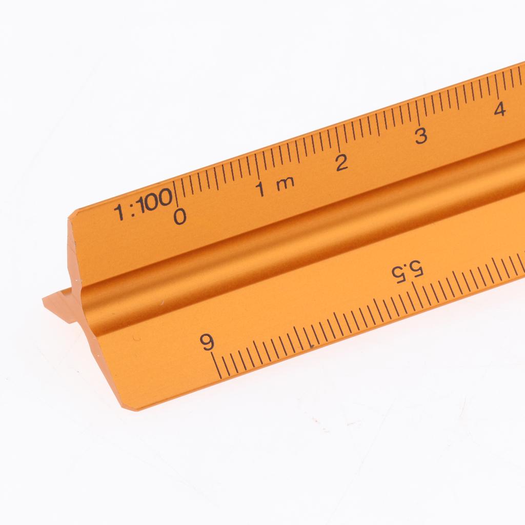 Aluminum Alloy Triangular Architectural Scale Drafting Ruler Tool Gold S