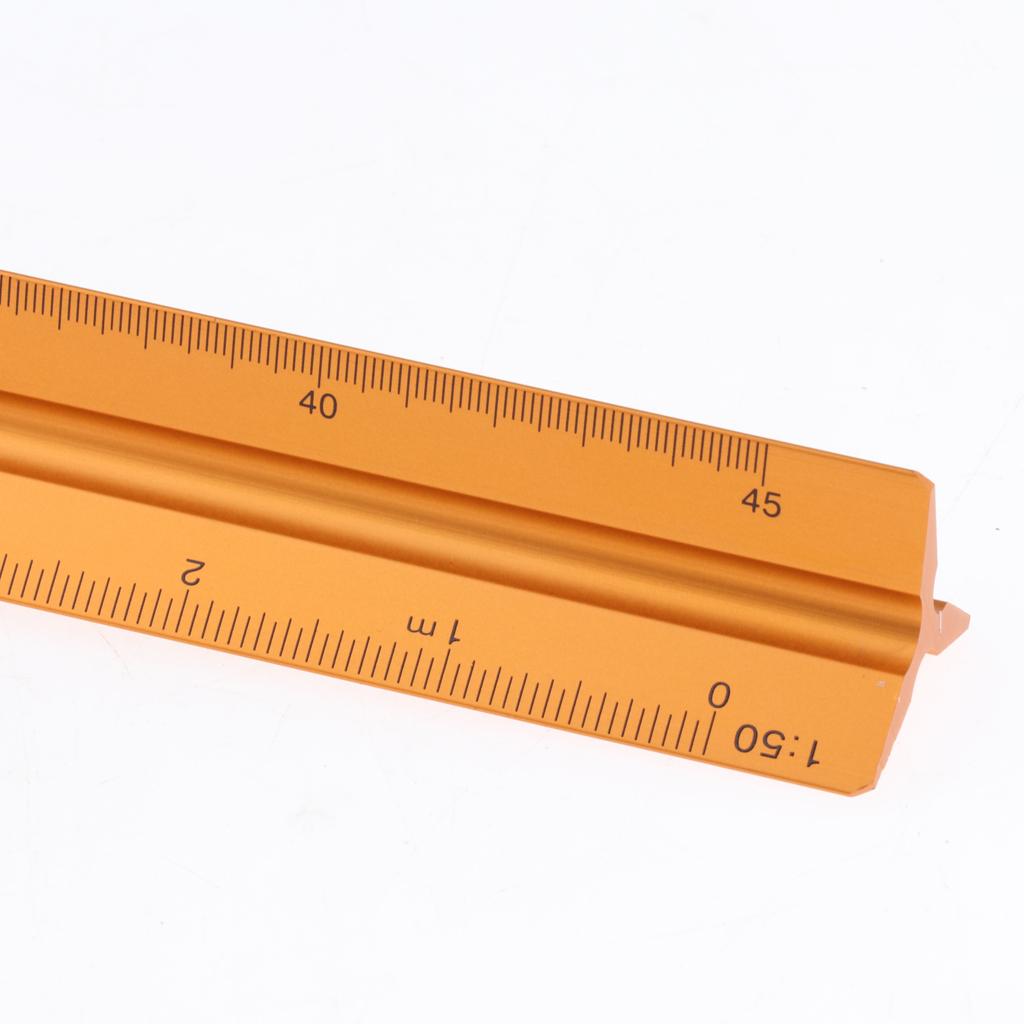 Aluminum Alloy Triangular Architectural Scale Drafting Ruler Tool Gold S