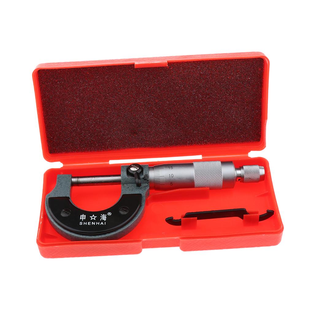 Solid Stainless Steel 0-25mm 0.01mm OD Outside Micrometer Gauge with Case