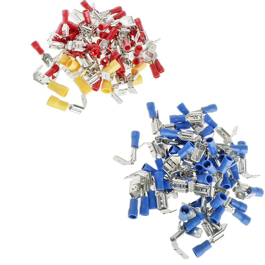 100PCS 3 Colors 22-18AW Wire Connector Electrical Crimp Terminals Kit