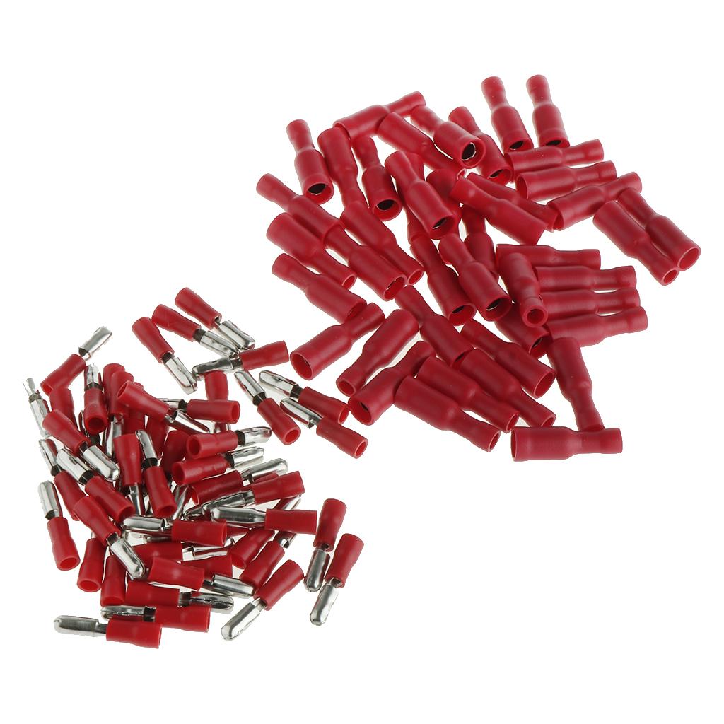 100pcs Electrical Wire Connector Kits Female/Male Spade Insulated Crimp Terminals 22-18AWG