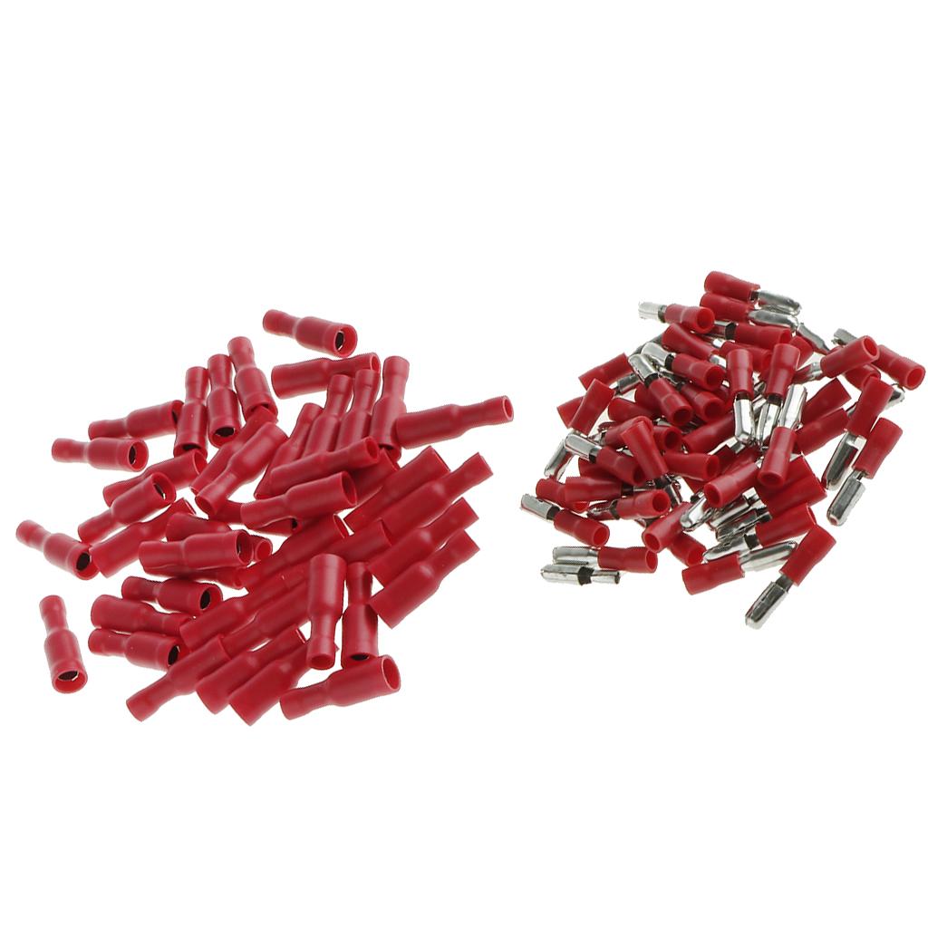 100pcs Electrical Wire Connector Kits Female/Male Spade Insulated Crimp Terminals 22-18AWG