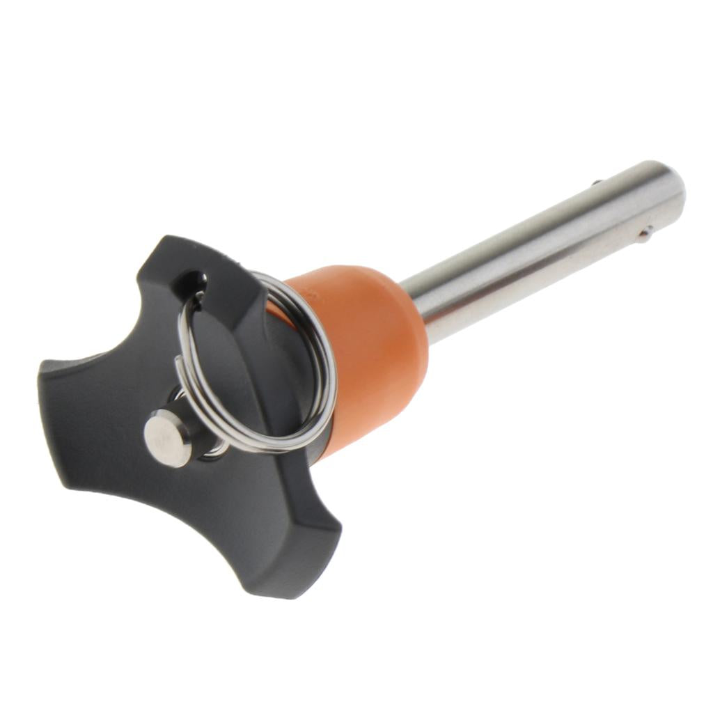 1/4 Inch Diam. Quick Release Ball Lock Pin, Plain Finish, Ring Handle, 30mm