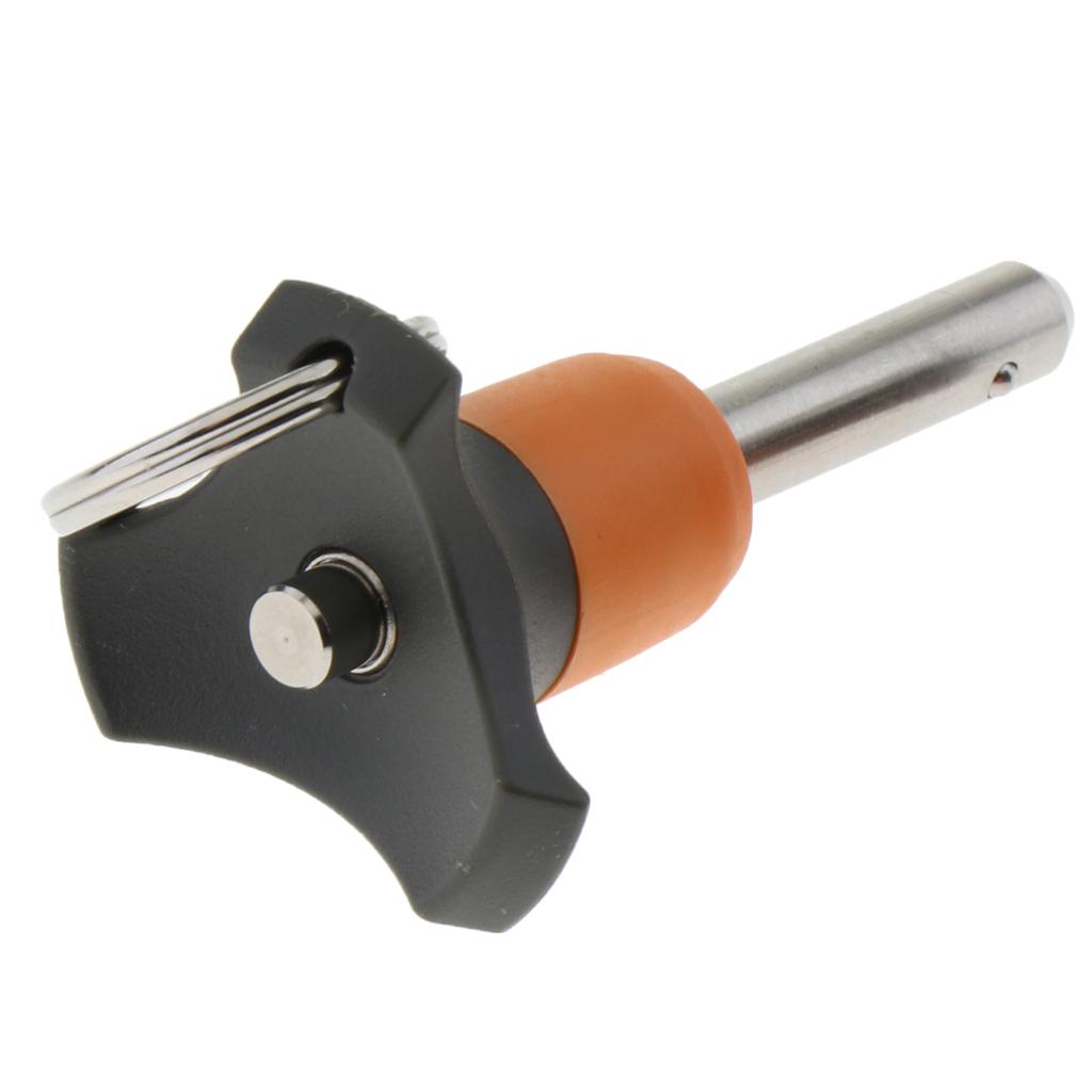 1/4 Inch Diam. Quick Release Ball Lock Pin, Plain Finish, Ring Handle, 20mm