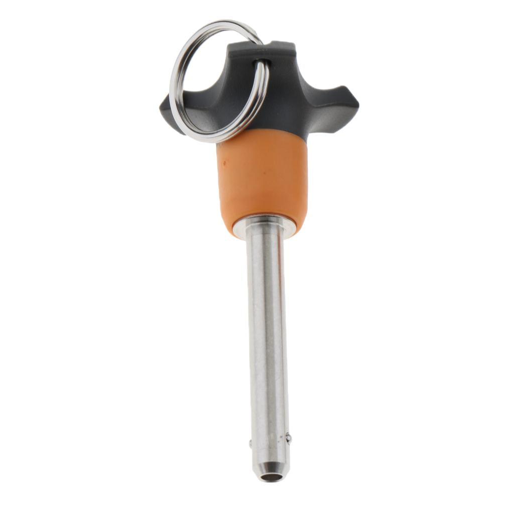 1/4 Inch Diam. Quick Release Ball Lock Pin, Plain Finish, Ring Handle, 35mm