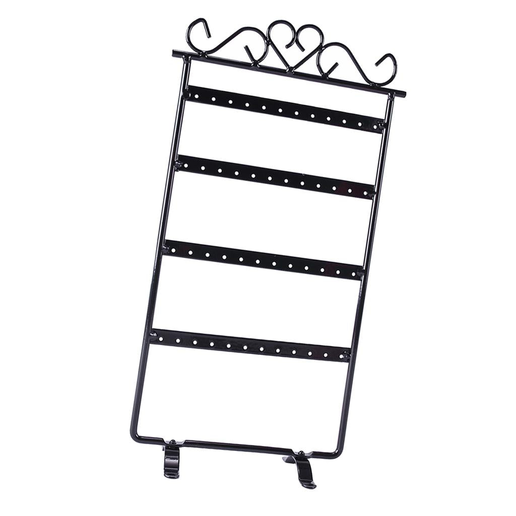 Earrings Necklace Jewelry Display Rack Metal Stand Organizer Holder Black