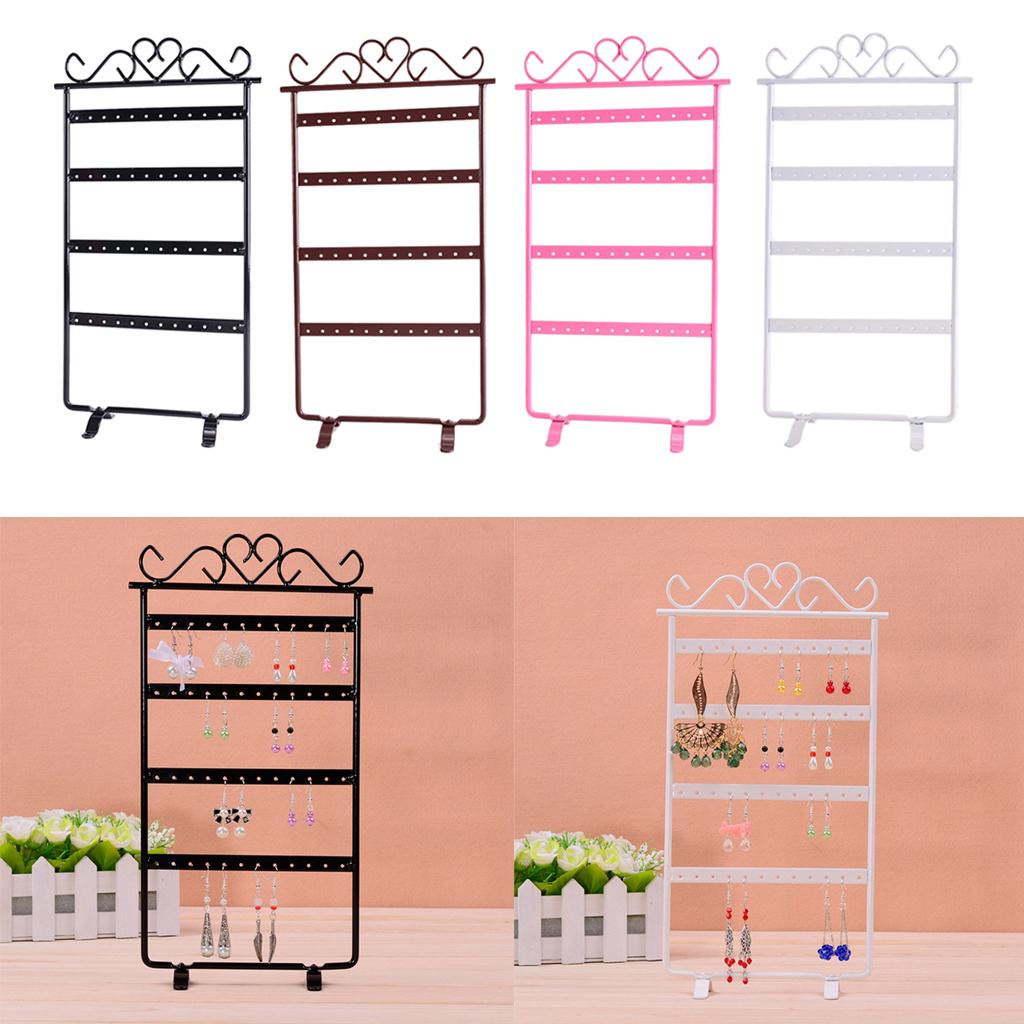 Earrings Necklace Jewelry Display Rack Metal Stand Organizer Holder Black