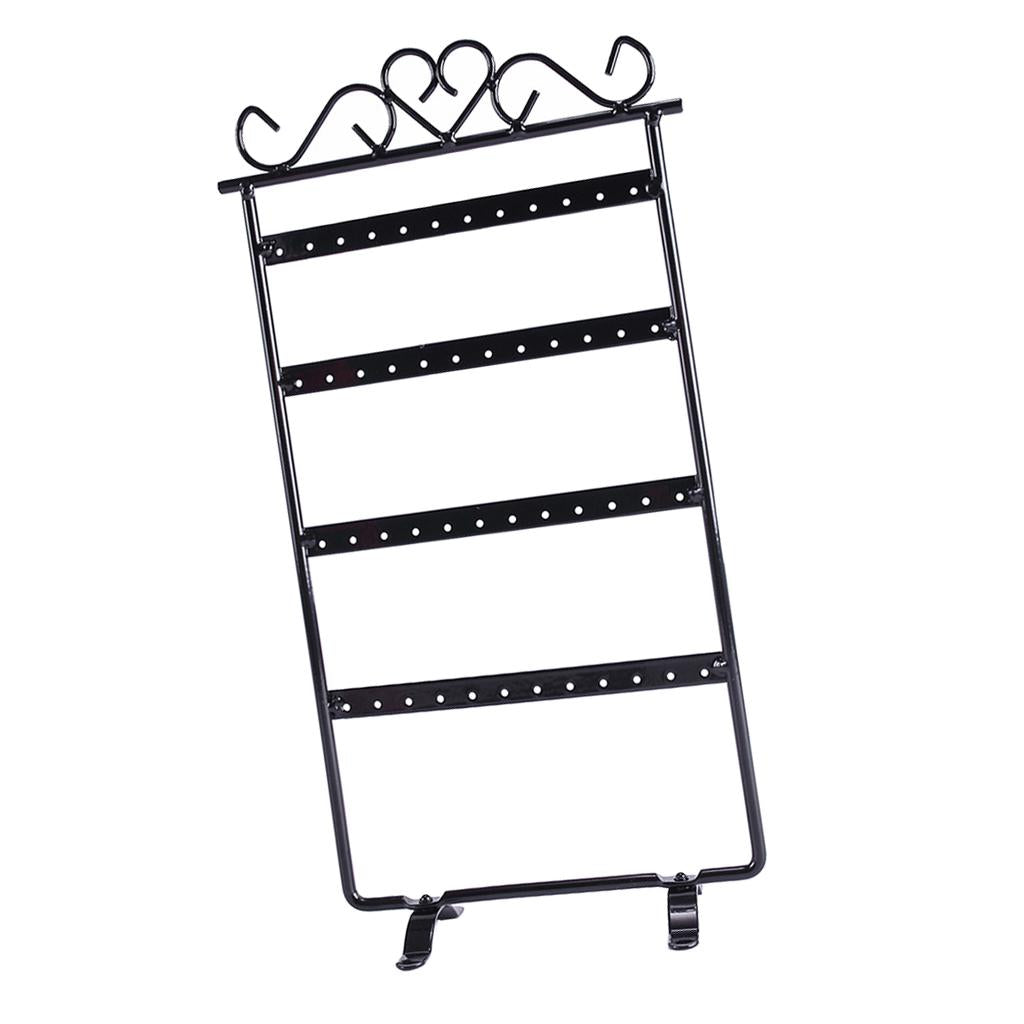 Earrings Necklace Jewelry Display Rack Metal Stand Organizer Holder Black