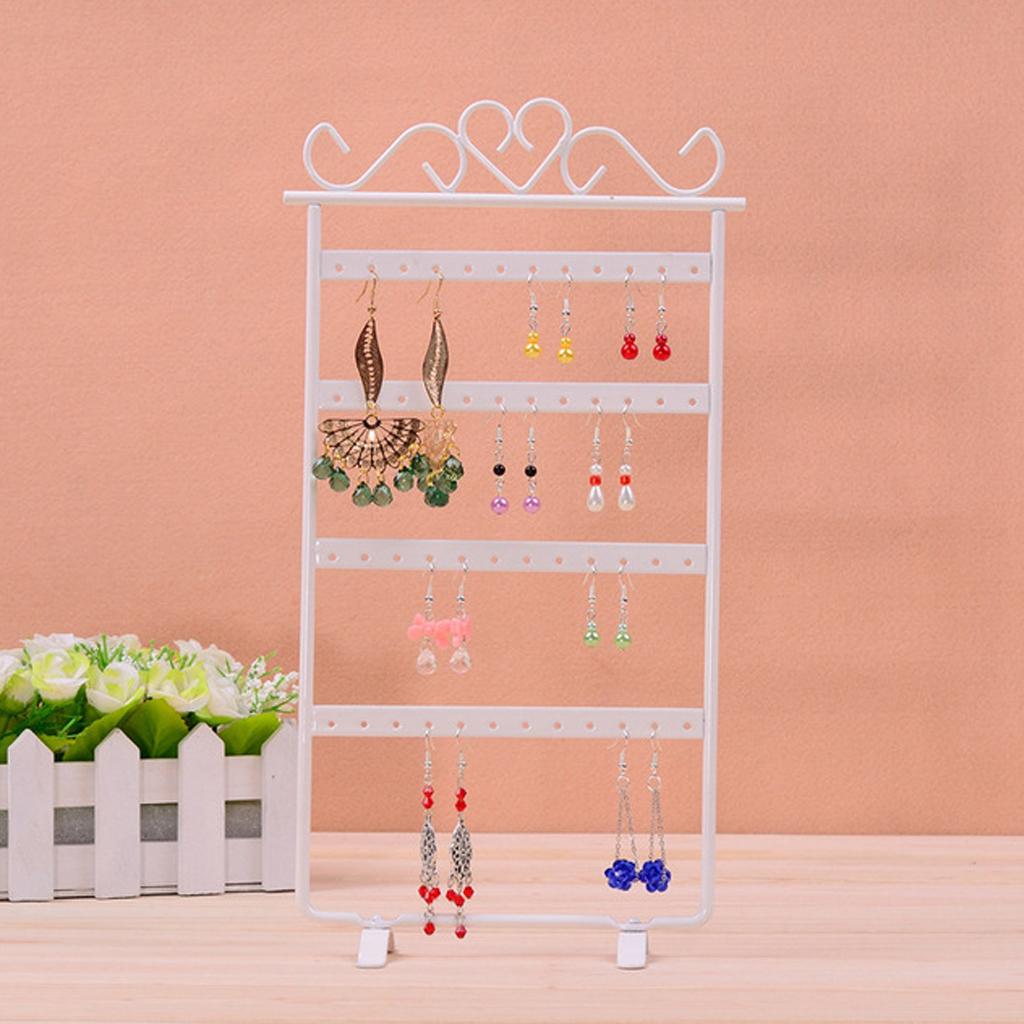 Earrings Necklace Jewelry Display Rack Metal Stand Organizer Holder White