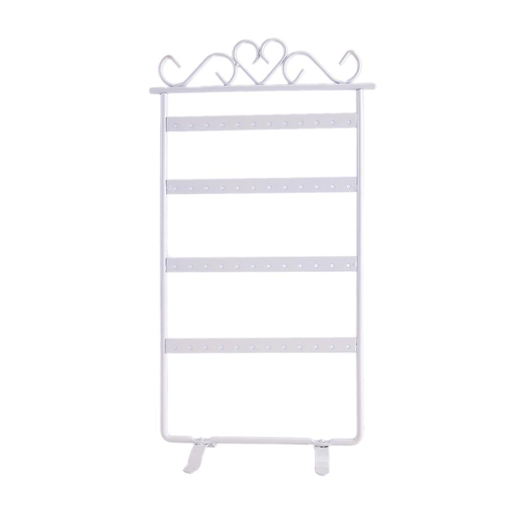 Earrings Necklace Jewelry Display Rack Metal Stand Organizer Holder White