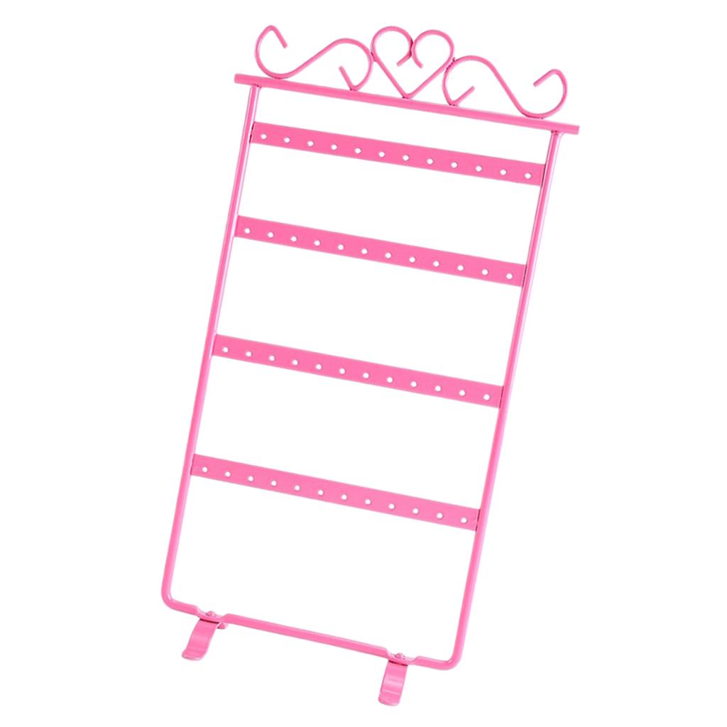 Earrings Necklace Jewelry Display Rack Metal Stand Organizer Holder Pink