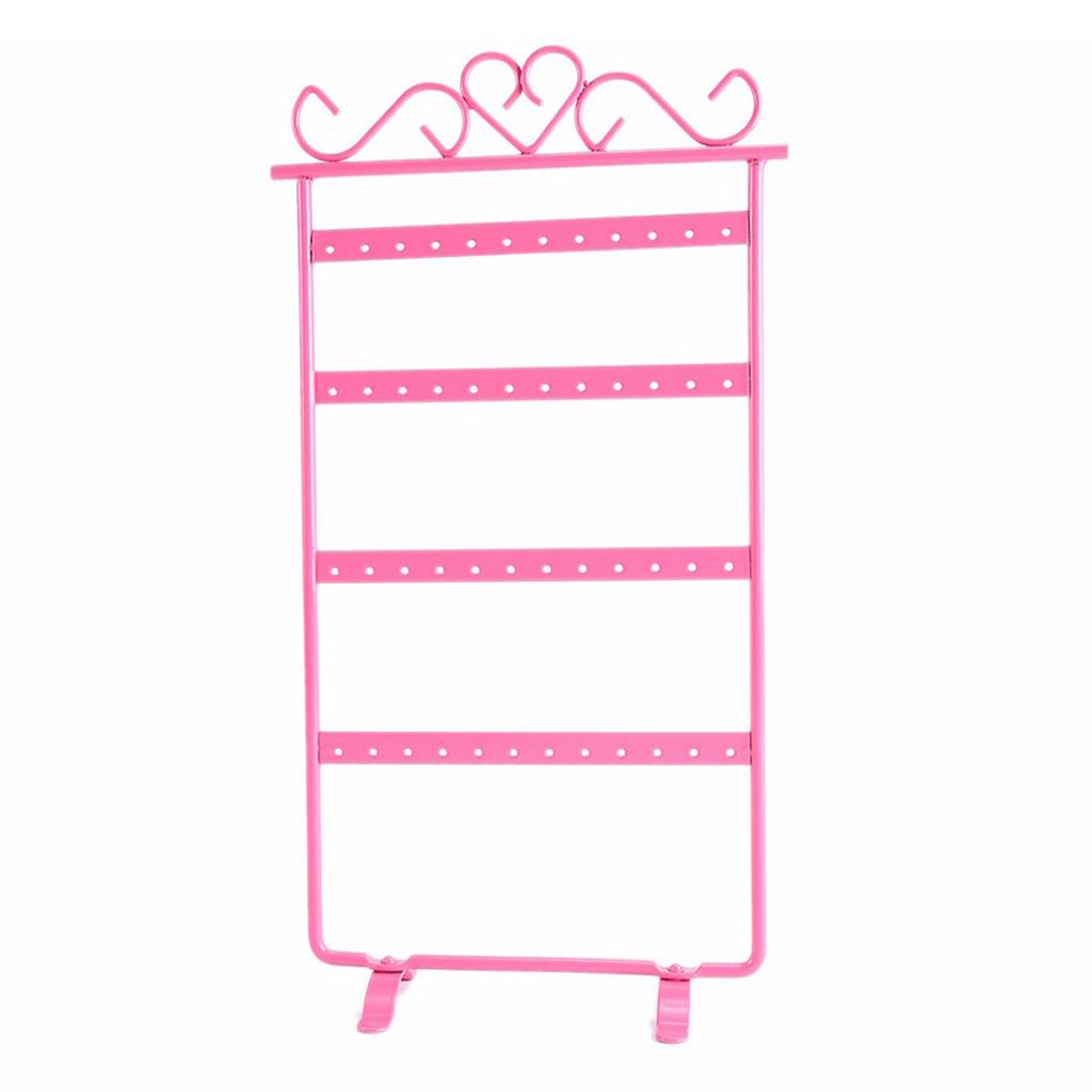 Earrings Necklace Jewelry Display Rack Metal Stand Organizer Holder Pink