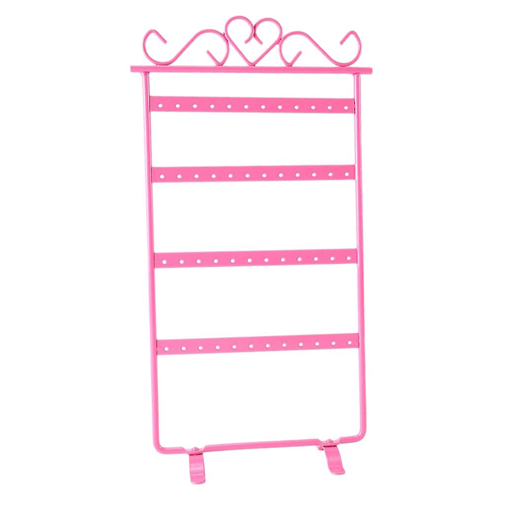 Earrings Necklace Jewelry Display Rack Metal Stand Organizer Holder Pink