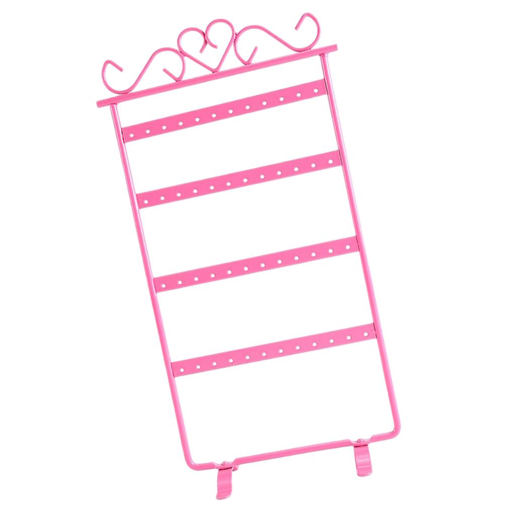 Earrings Necklace Jewelry Display Rack Metal Stand Organizer Holder Pink