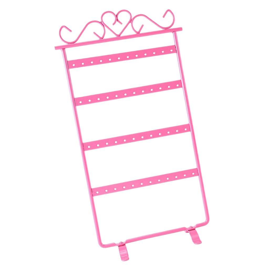 Earrings Necklace Jewelry Display Rack Metal Stand Organizer Holder Pink