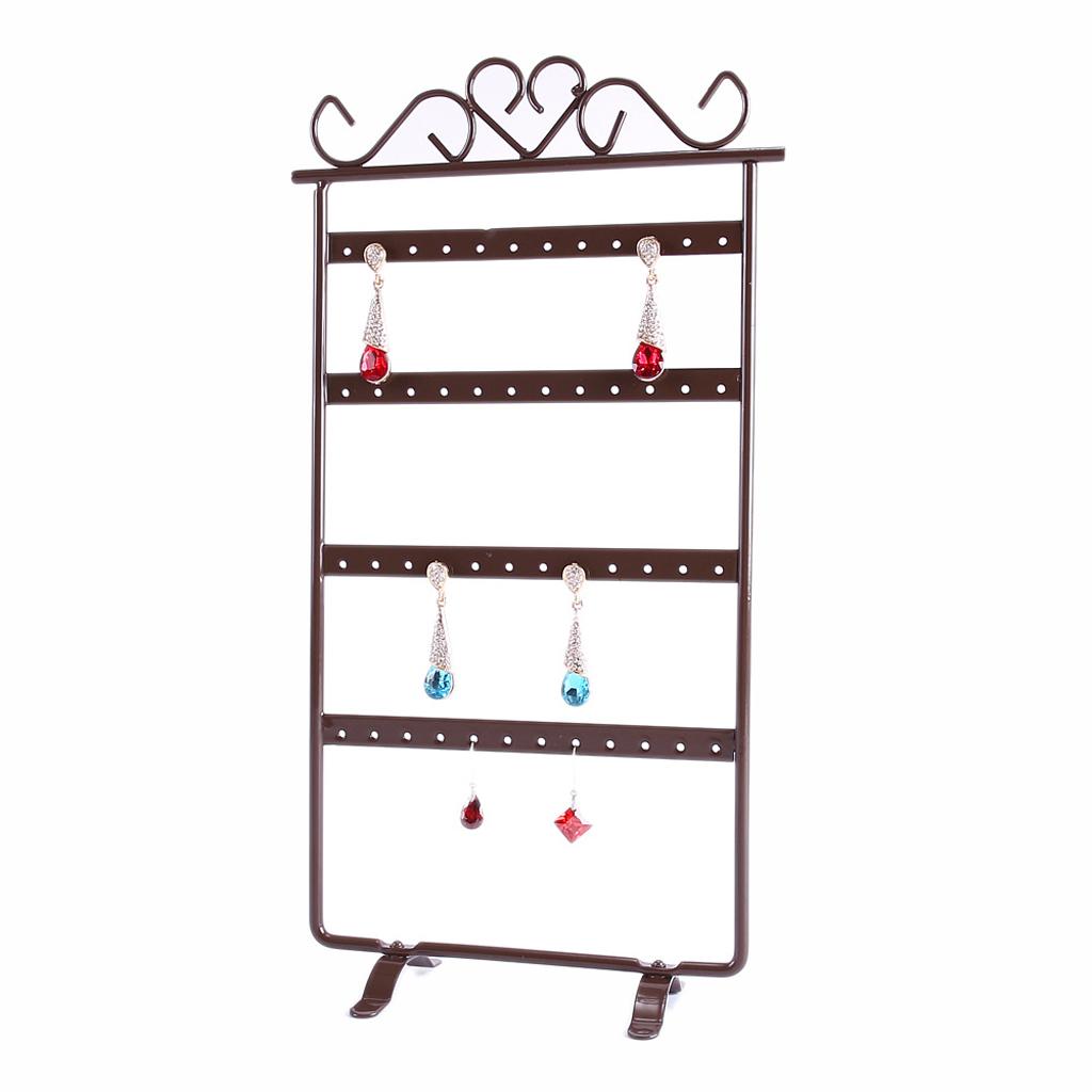 Earrings Necklace Jewelry Display Rack Metal Stand Organizer Holder Brown