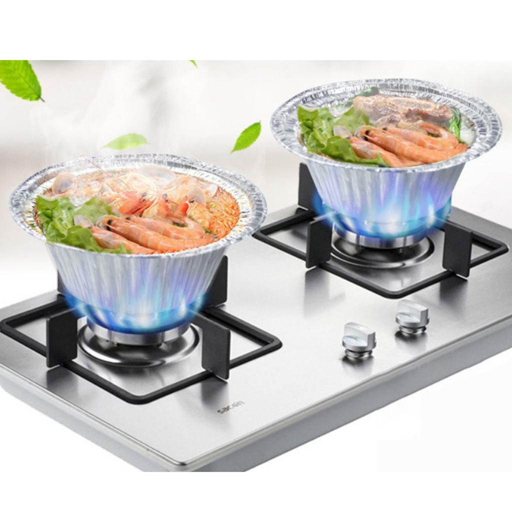 20pcs Disposable Aluminum Foil Bowls Takeout Container 12g-with Plastic Lid