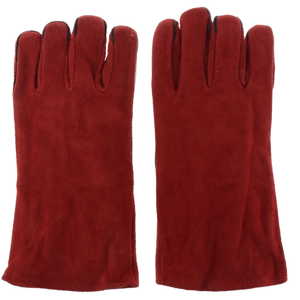 33cm Long Cowhide Welding Protective Gloves Hand Cover, provides good mix of durability, dexterity, abrasion resistance