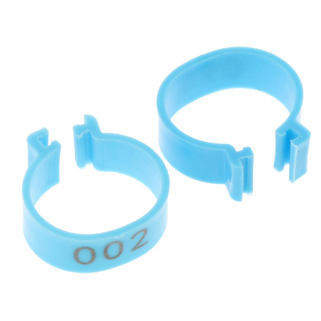 100PCS Small Numbered Poultry Chicken Foot Leg Ring Clips Diam. 1.6cm Blue