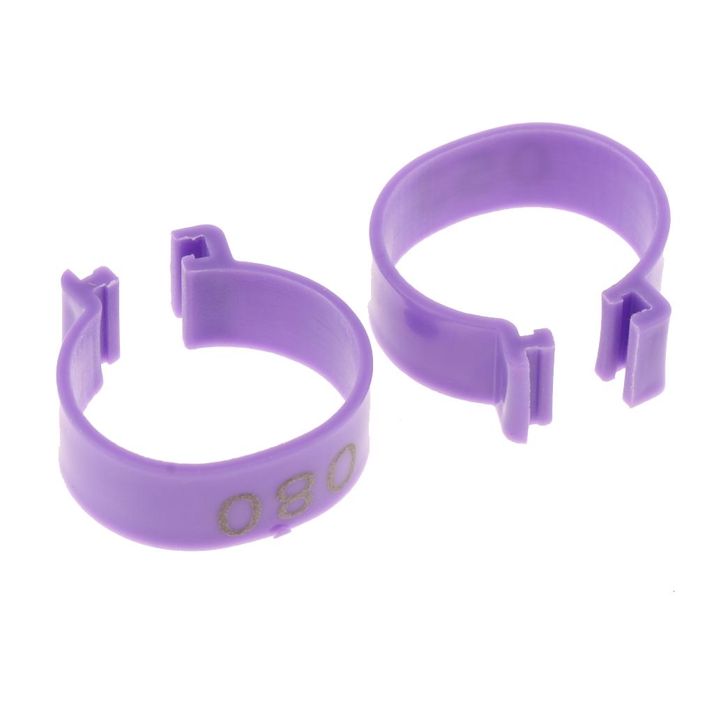 100PCS Small Numbered Poultry Chicken Foot Leg Ring Clips Diam. 1.6cm Purple