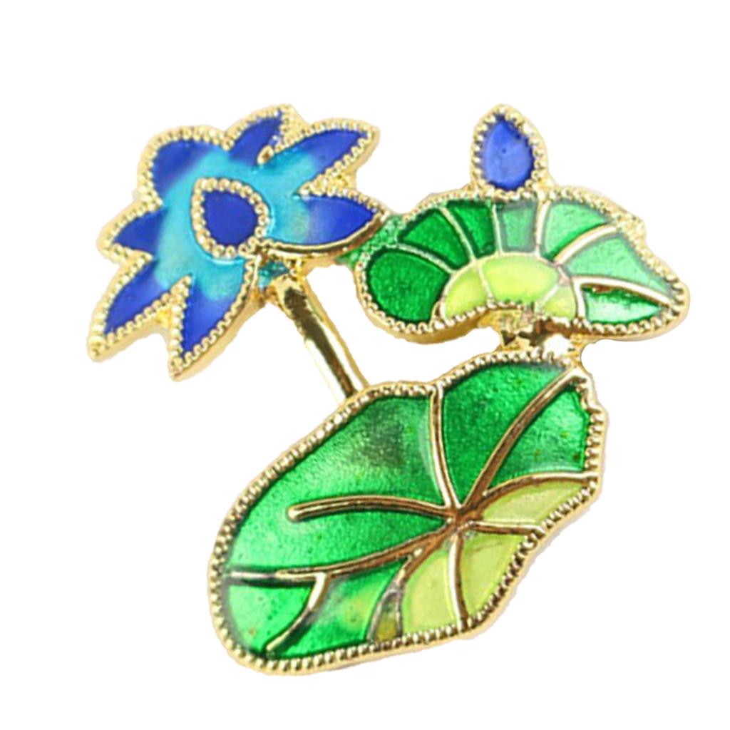Floral Decorative Stud Metal Pendant Piece Chinese Teaware Decor Lotus A