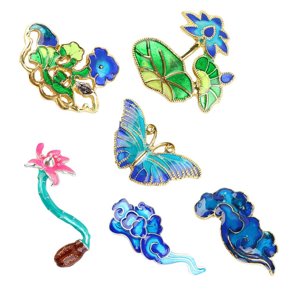 Floral Decorative Stud Metal Pendant Piece Chinese Teaware Decor Lotus A