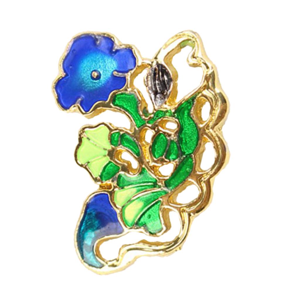 Floral Decorative Stud Metal Pendant Piece Chinese Teaware Decor Petunia