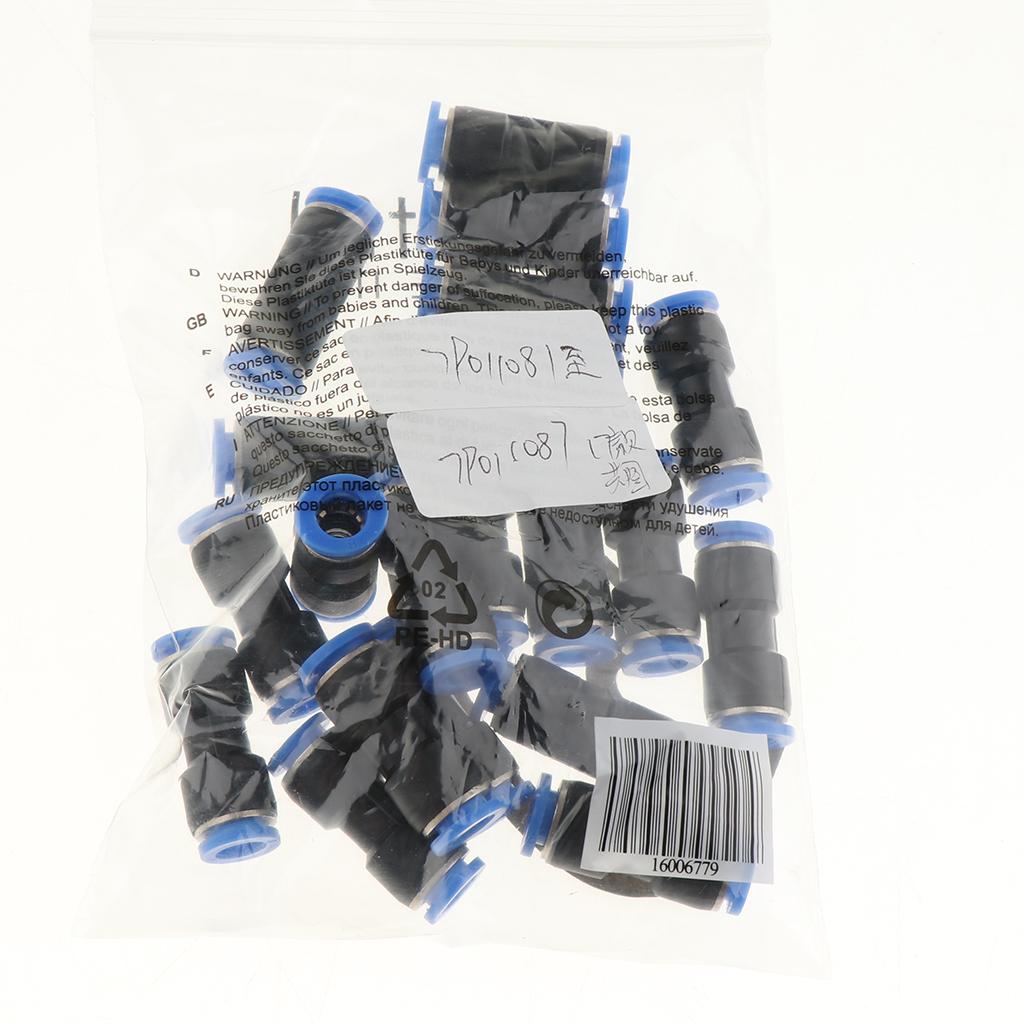 20 Pieces Push To Connect Fitting Pneumatic Straight Connector Air Tube 10mm