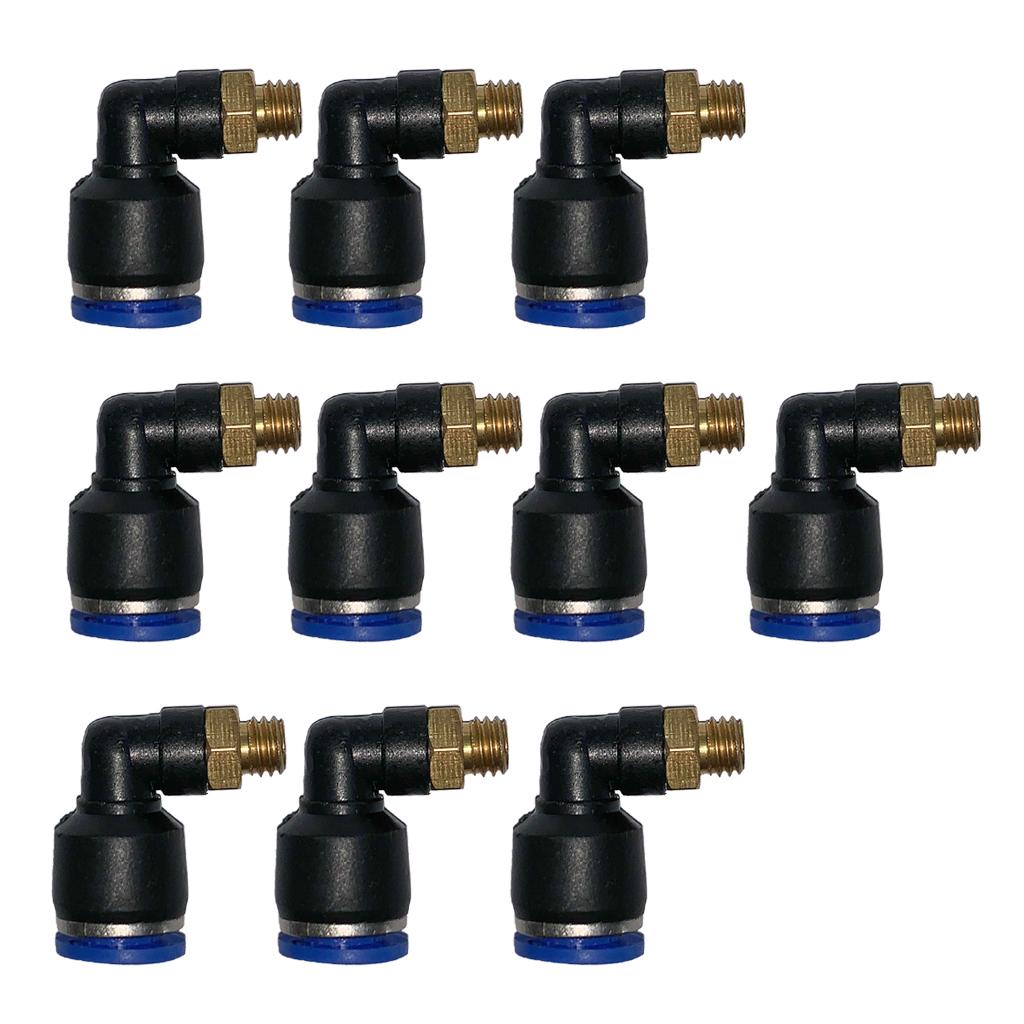 10Pcs Pneumatic 6mm Tube to Male Thread Elbow Connector Push In Fitting PL6-M6