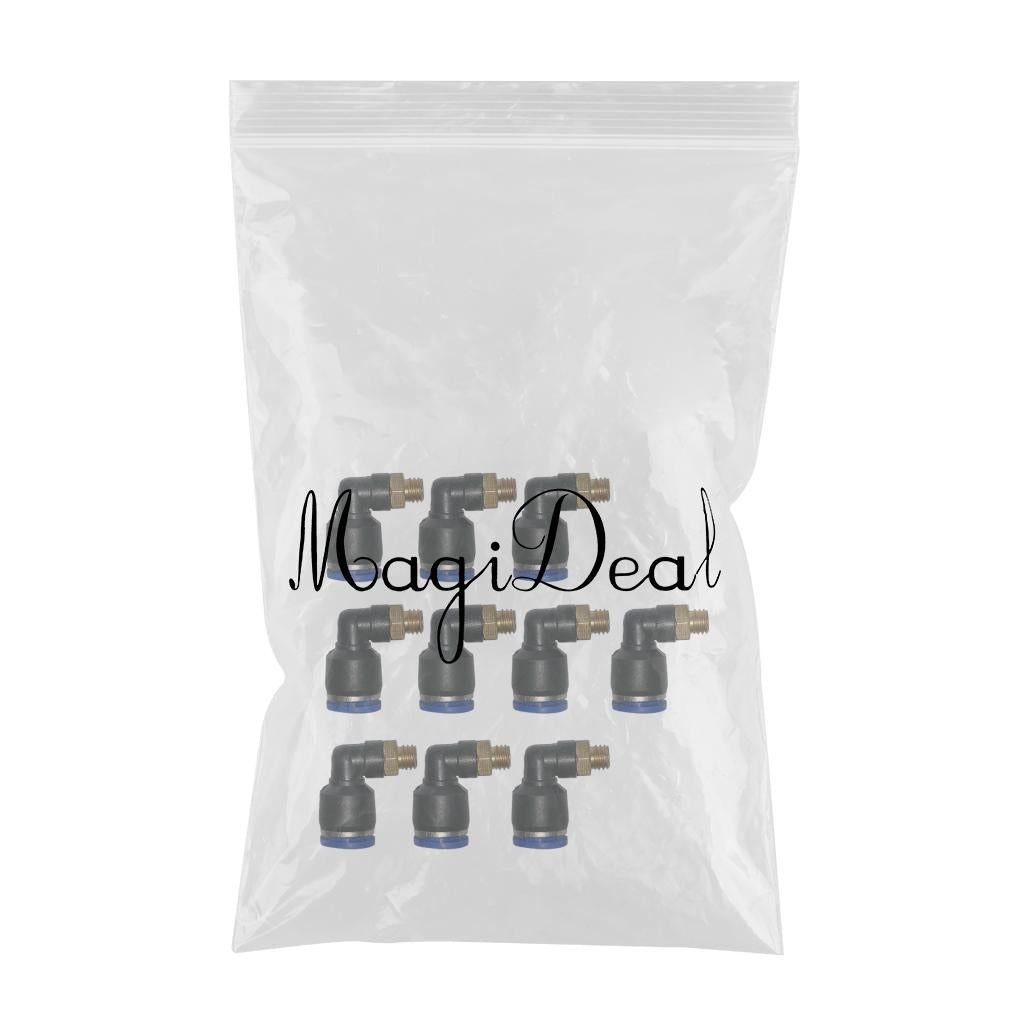 10Pcs Pneumatic 6mm Tube to Male Thread Elbow Connector Push In Fitting PL6-M6