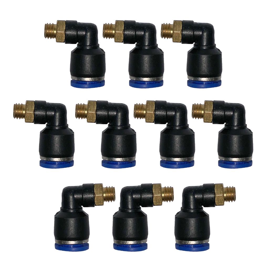 10Pcs Pneumatic 6mm Tube to Male Thread Elbow Connector Push In Fitting PL6-M6