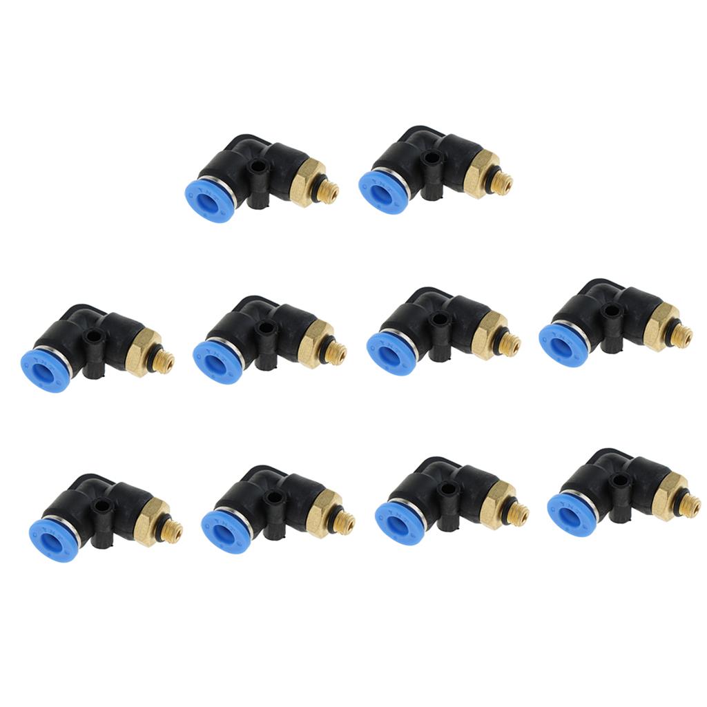 10Pcs Pneumatic 6mm Tube to Male Thread Elbow Connector Push In Fitting PL6-M5