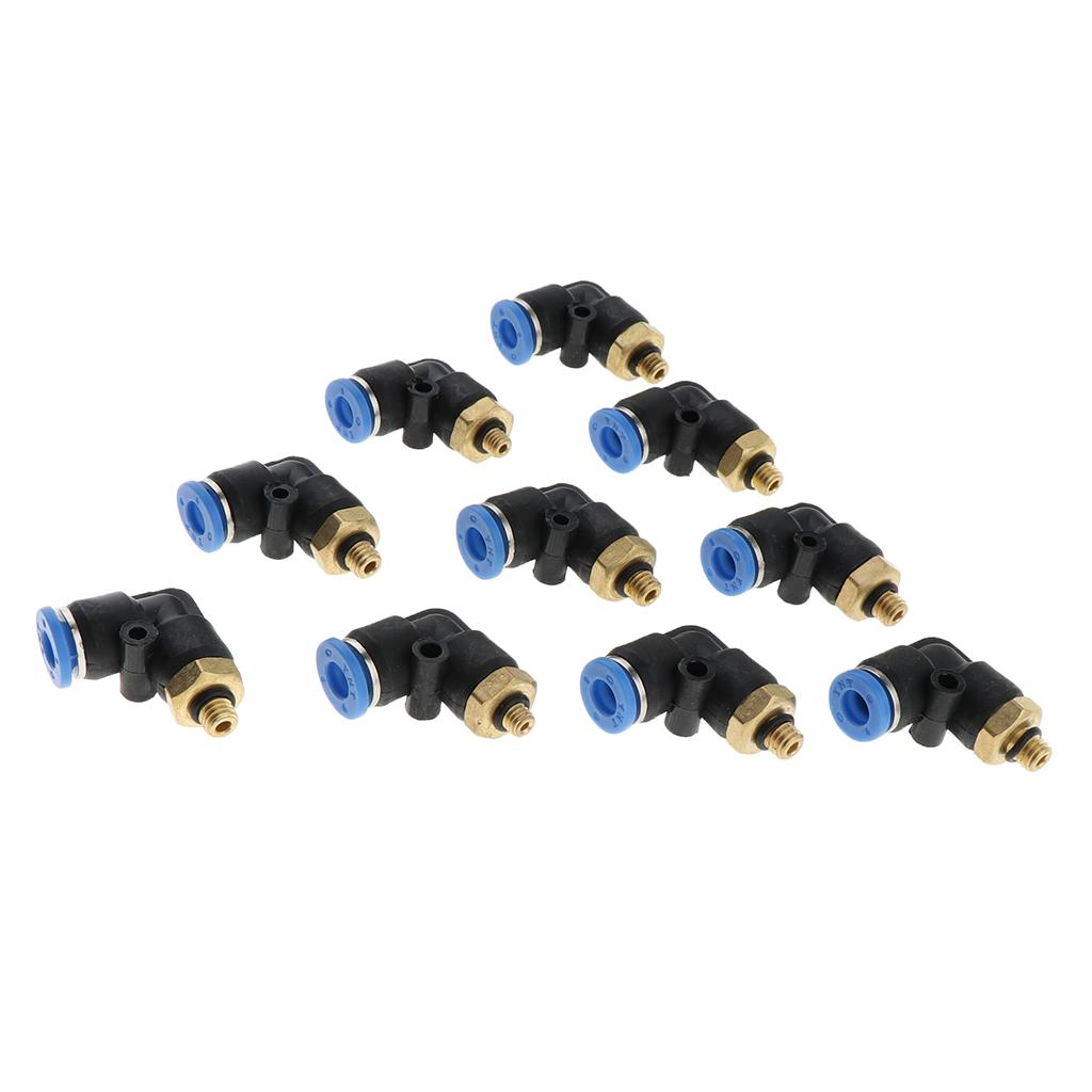 10Pcs Pneumatic 6mm Tube to Male Thread Elbow Connector Push In Fitting PL6-01