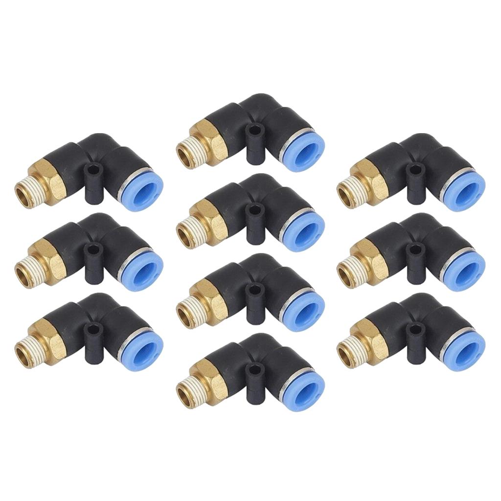 10Pcs Pneumatic 6mm Tube to Male Thread Elbow Connector Push In Fitting PL6-01