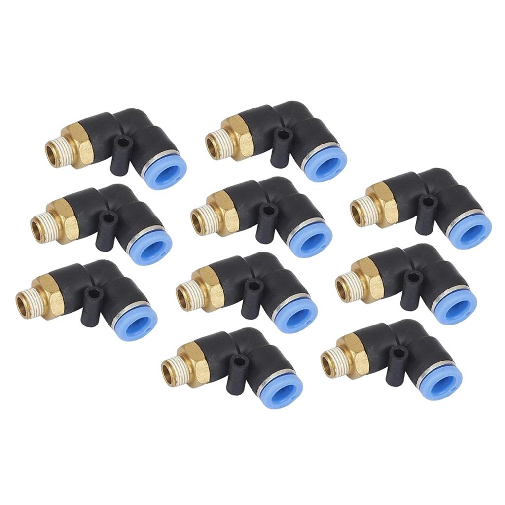 10Pcs Pneumatic 6mm Tube to Male Thread Elbow Connector Push In Fitting PL6-01