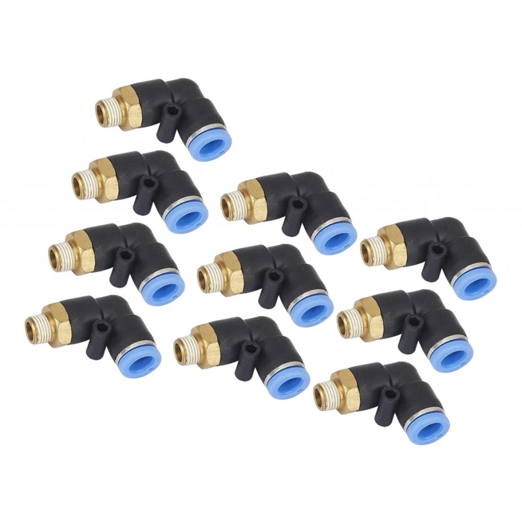 10Pcs Pneumatic 6mm Tube to Male Thread Elbow Connector Push In Fitting PL6-01