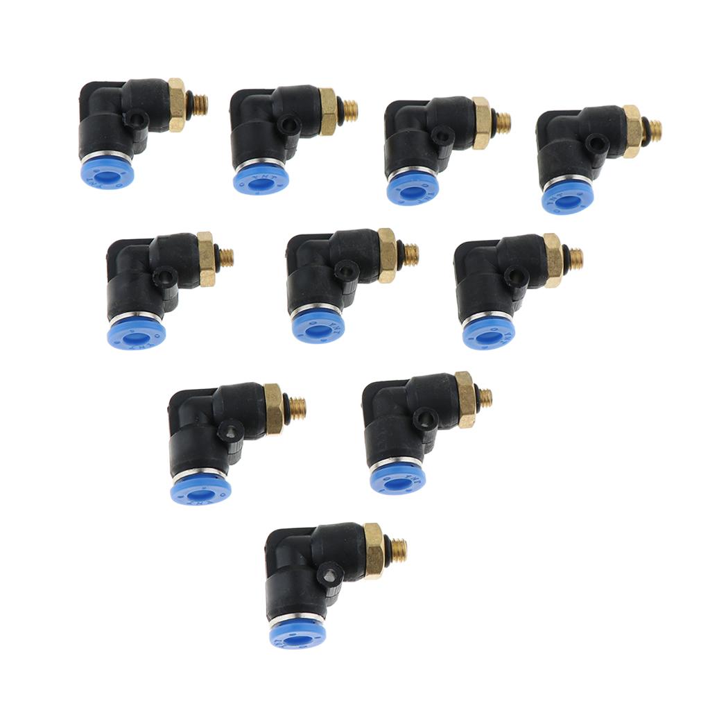 10Pcs Pneumatic 6mm Tube to Male Thread Elbow Connector Push In Fitting PL6-04